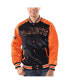 ფოტო #1 პროდუქტის Men's Black, Orange San Francisco Giants Varsity Satin Full-Snap Jacket