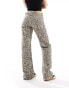 Stradivarius STR Petite straight leg jean in leopard print