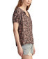 Women's Notched Short-Sleeve Peasant Top