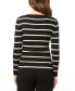 Women's Scoop Neck Ribbed Striped Sweater, Regular & Petites