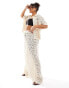 South Beach Curve crochet beach trouser co-ord in cream