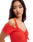 Miss Selfridge lace insert mini dress in red