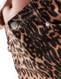 Фото #2 товара Miss Selfridge leopard print high waist denim short