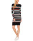 ფოტო #1 პროდუქტის Women's Striped Rib Knit Sweater Dress