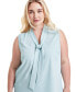 Фото #2 товара Plus Size Tie-Neck Sleeveless Blouse