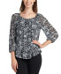 Фото #1 товара Juniors' Printed Round-Neck Bubble-Sleeve Top