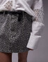 Topshop denim mini pelmet skirt in leopard print grau, 40 - фото #3