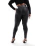 Фото #9 товара Spanx Plus faux leather high waist sculpting leggings in black