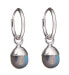 Silver round earrings with labradorite 2in1