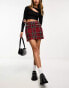 ASOS DESIGN boucle mini skirt with chain details in red check