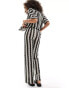 Iisla& Bird knitted stripe beach trouser co-ord in black and white