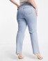 Фото #3 товара In The Style Plus x Perrie Sian straight leg jean in mid blue wash