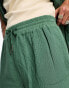 Фото #3 товара Kickers baggy fit green muslin shorts with tie waist and embroidered logo co-ord