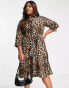 Vero Moda Curve long sleeve midi dress animal print