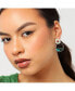 Women's Green Dented Stone Circular Drop Earrings