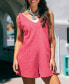 ფოტო #4 პროდუქტის Women's Linen Knotted Strap V-Neck Romper