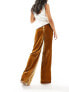 Mango flared lurex trouser in brown