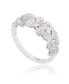 Suzy Levian Sterling Silver Cubic Zirconia Multi Flower Band Ring