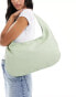 Glamorous woven shoulder tote bag in pale green