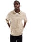 ASOS DESIGN heavyweight short sleeve sweatshirt with half zip in beige хумус, S - Chest 38 - фото #1