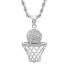 Фото #2 товара Men's Stainless Steel Simulated Diamond Basketball and Hoop Pendant