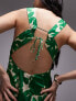 Topshop – Midi-Schürzenkleid mit überkreuzter Rückseite, Taschen und grünem Blumenmuster