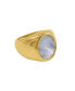ფოტო #1 პროდუქტის 14K Gold Plated Oval White Imitation Mother of Pearl Ring