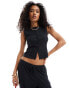 ASOS DESIGN button through broderie tank co ord in black