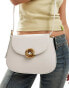 Glamorous crossbody saddle bag with gold clasp in cream - фото #2