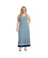 Фото #1 товара Plus Size Cotton Modal Square Neck Tiered Maxi Dress