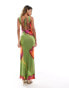 Фото #4 товара ASOS DESIGN low back maxi dress with white picot trim in oversized green floral print