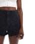 ASOS DESIGN denim micro shorts with cinch waist in washed black Черный, 42 - фото #2