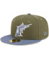 ფოტო #4 პროდუქტის Men's Olive, Blue Florida Marlins 59FIFTY Fitted Hat