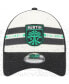 Бейсболка Trucker Snapback New Era Austin FC Team Stripes для мужчин, белая, черная Черно-белый - фото #4