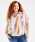ფოტო #1 პროდუქტის Plus Size Cotton Button-Front Camp Shirt, Created for Macy's