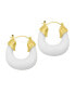 ფოტო #1 პროდუქტის 14K Gold-Plated White Lucite Boxy Hoop Earrings