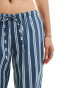 Фото #5 товара Motel stripe wide leg trousers in blue and white