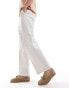 ASOS DESIGN smart wide leg linen blend trousers in off white