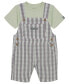 ფოტო #2 პროდუქტის Baby Boys Check Poplin Shortall and Short Sleeve T-shirt, 2 Piece Set