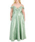 Фото #5 товара Trendy Plus Size Off-The-Shoulder Satin Jacquard Gown