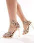 Фото #1 товара Azalea Wang Romi high heeled sandal with embellished flowers in gold