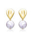 Фото #2 товара Sterling Silver 14k Yellow Gold Plated with White Coin Freshwater Pearl Raindrop Double Dangle Drop Earrings