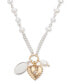 Фото #1 товара Lucky Brand two-Tone Pavé, Imitation & Freshwater Pearl Multi-Charm Pendant Necklace, 16" + 2" extender