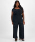 Фото #1 товара Trendy Plus Size Scoop-Neck Cap-Sleeve Jumpsuit