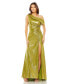 ფოტო #1 პროდუქტის Women's Ieena One Shoulder Ruched Waist Slit Metallic Gown