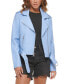 ფოტო #4 პროდუქტის Women's Faux-Leather Belted Hem Moto Jacket