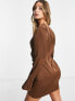 Pretty Lavish ruched wrap mini dress in brown