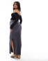 ASOS DESIGN Maternity ribbed maxi skirt with side split in dark grey