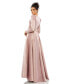 Women's Satin Long Sleeve V Neck A Line Gown