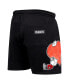 Men's Black Peanuts Snoopy Loves Flowers Fleece Shorts